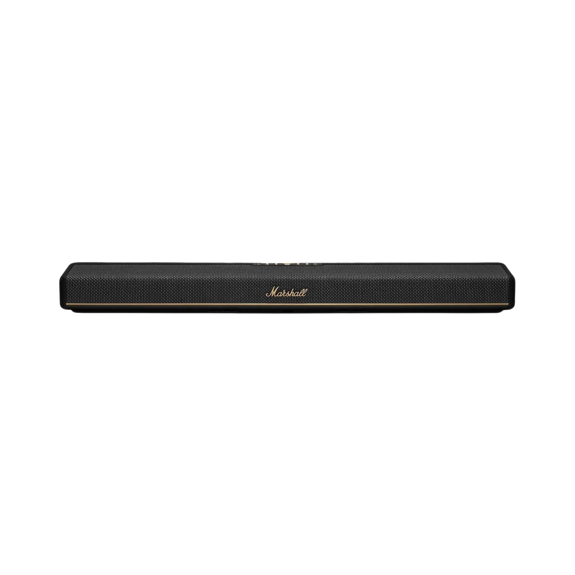 Marshall Heston 60 Dolby Atmos soundbar in black, front view on white background