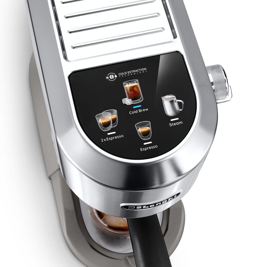 De'Longhi Dedica Duo double-height removable drip tray with latte glass