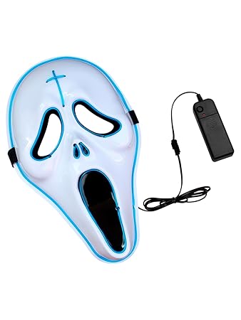 Hookaba Ecto Face Unisex LED Mask – Blue Party Mask with 3 Light Modes