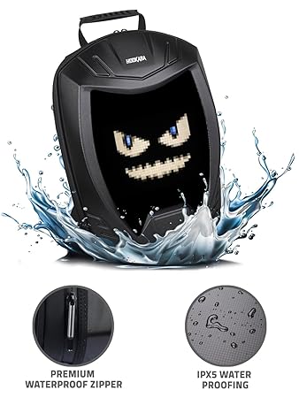 Hookaba Rebel Rage LED Backpack – 27.4 L Tech Backpack with 32×32 Pixel LED Display