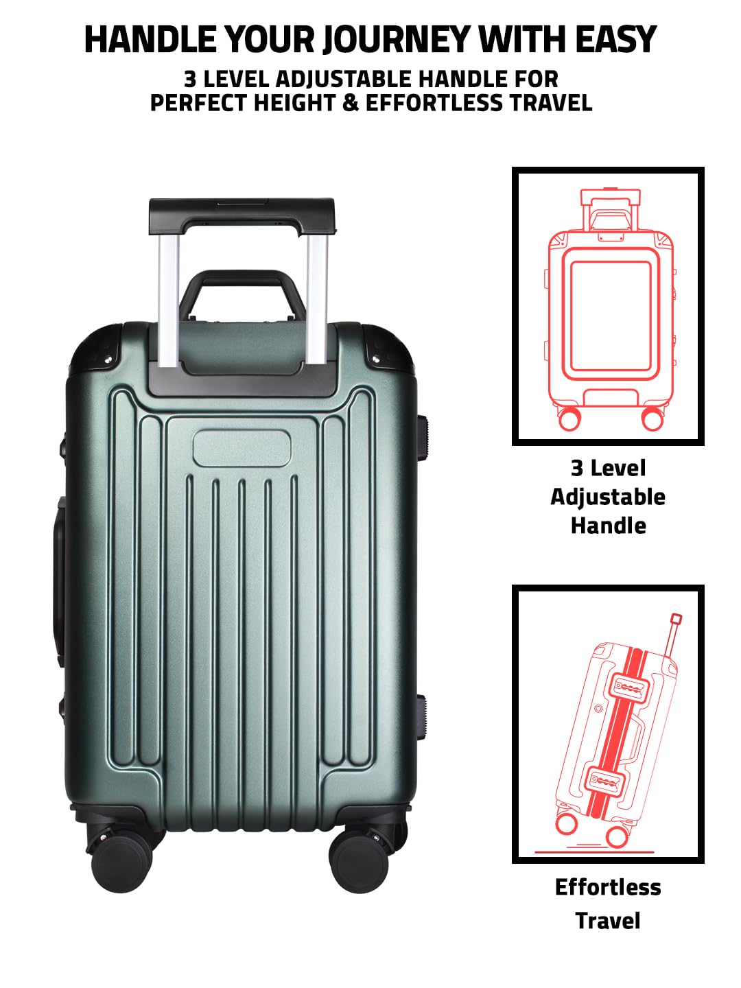 Hookaba Strodder LED Trolley Black – 22″ Cabin-Size 49.7 L Smart Luggage with 96×128-Pixel Removable LED Display