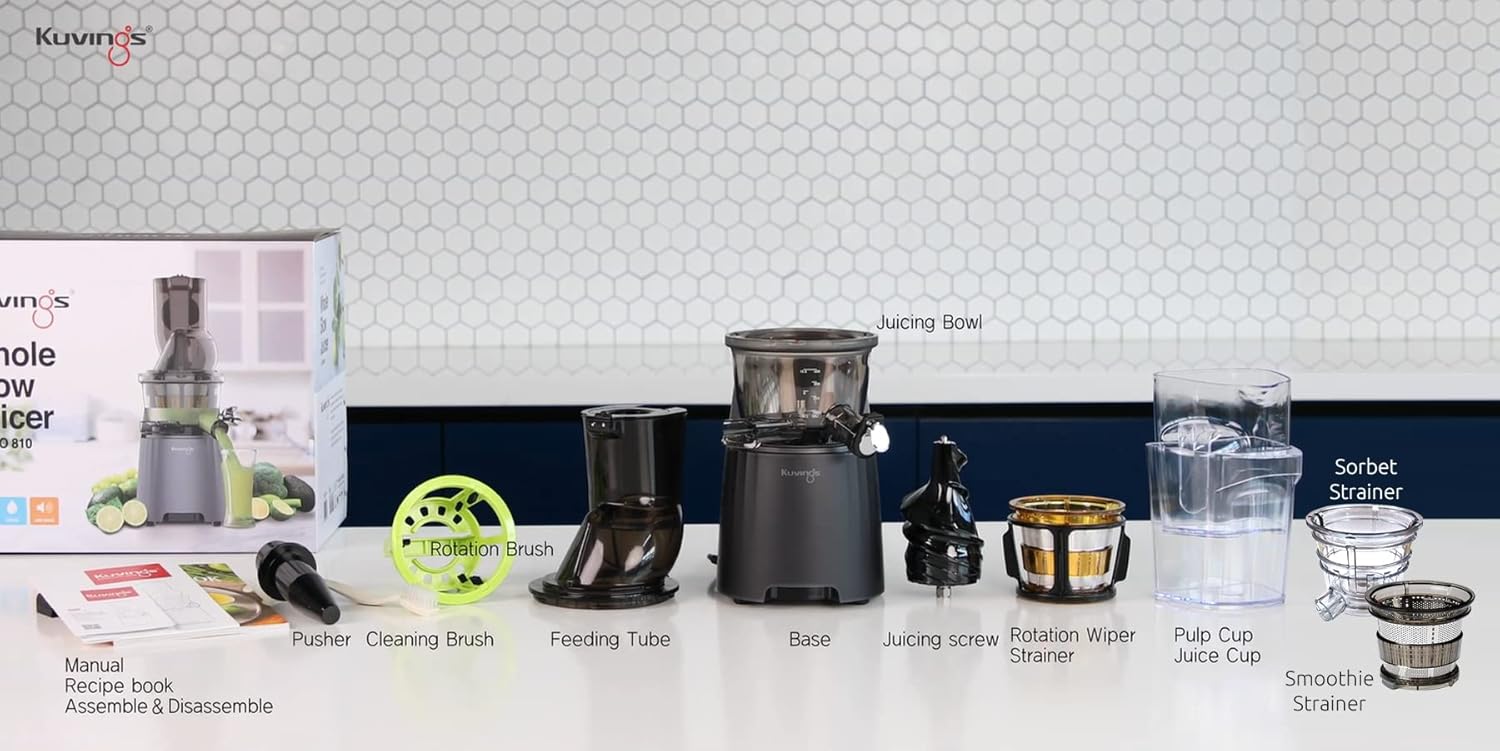 Kuvings Evo 810 Professional Cold Press Whole Slow Juicer With Smoothie & Sorbet Strainers