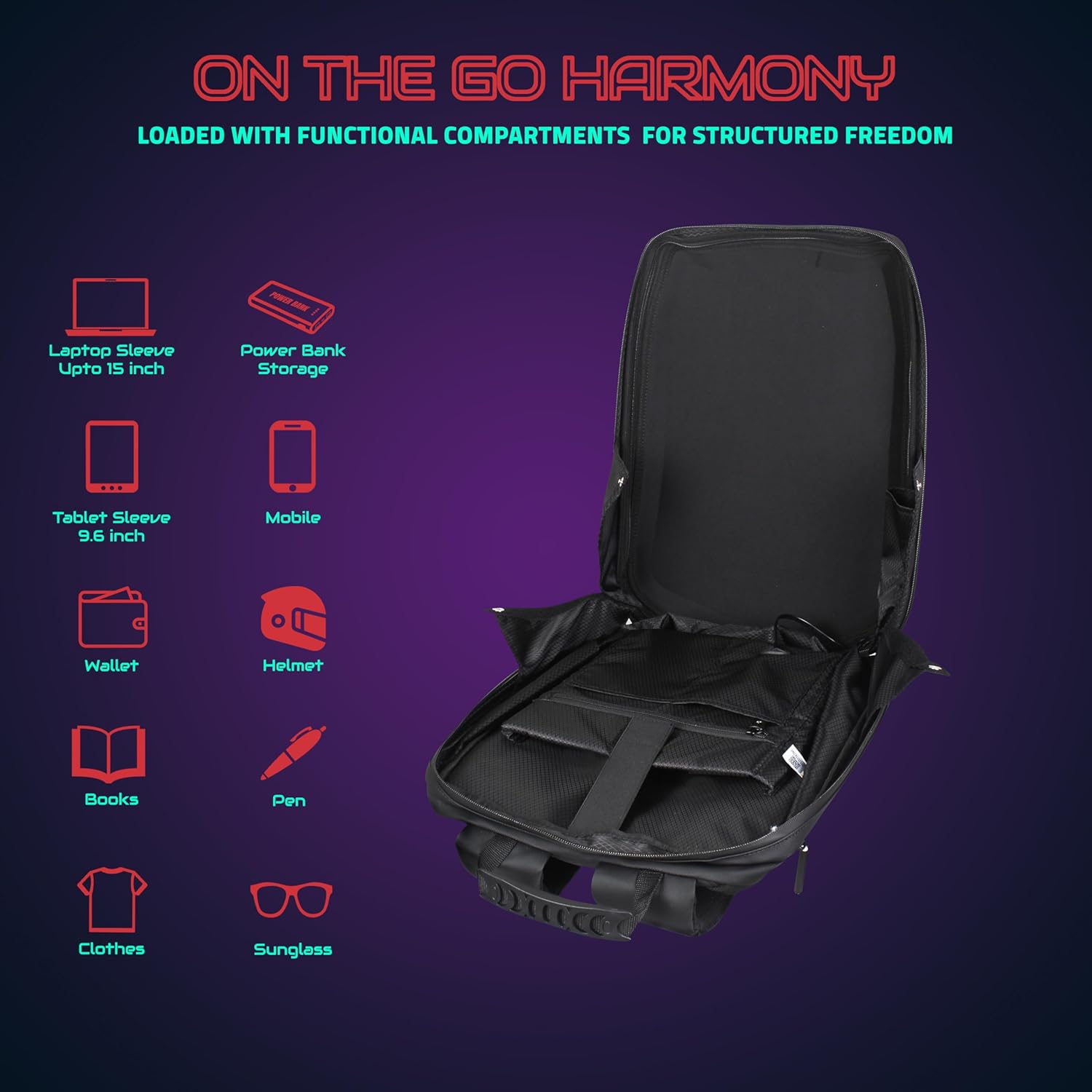 Hookaba Bat Grit LED Backpack – 27 L Smart Backpack with 64×64 Pixel Removable LED Screen