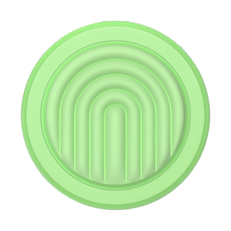 Close-up of the Popsockets Silicone PopGrip MagSafe in Matcha Dew color, showing its circular design with raised, concentric grooves for improved grip