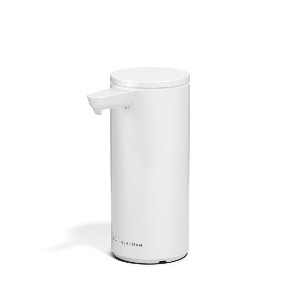 Angled view of white 9 oz sensor pump