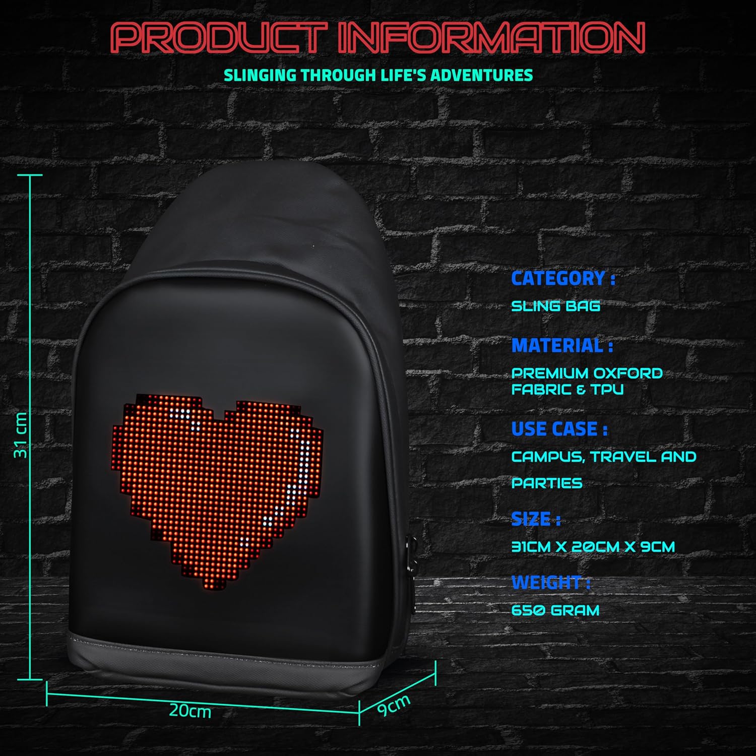 Hookaba: LED Unisex Sling Bag