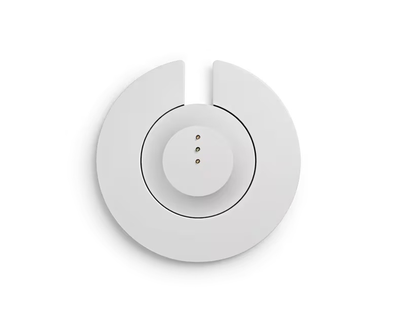 White and black circular device on a transparent background