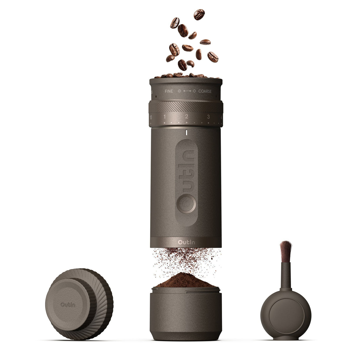 OutIn Fino Tundra Brown portable electric coffee grinder