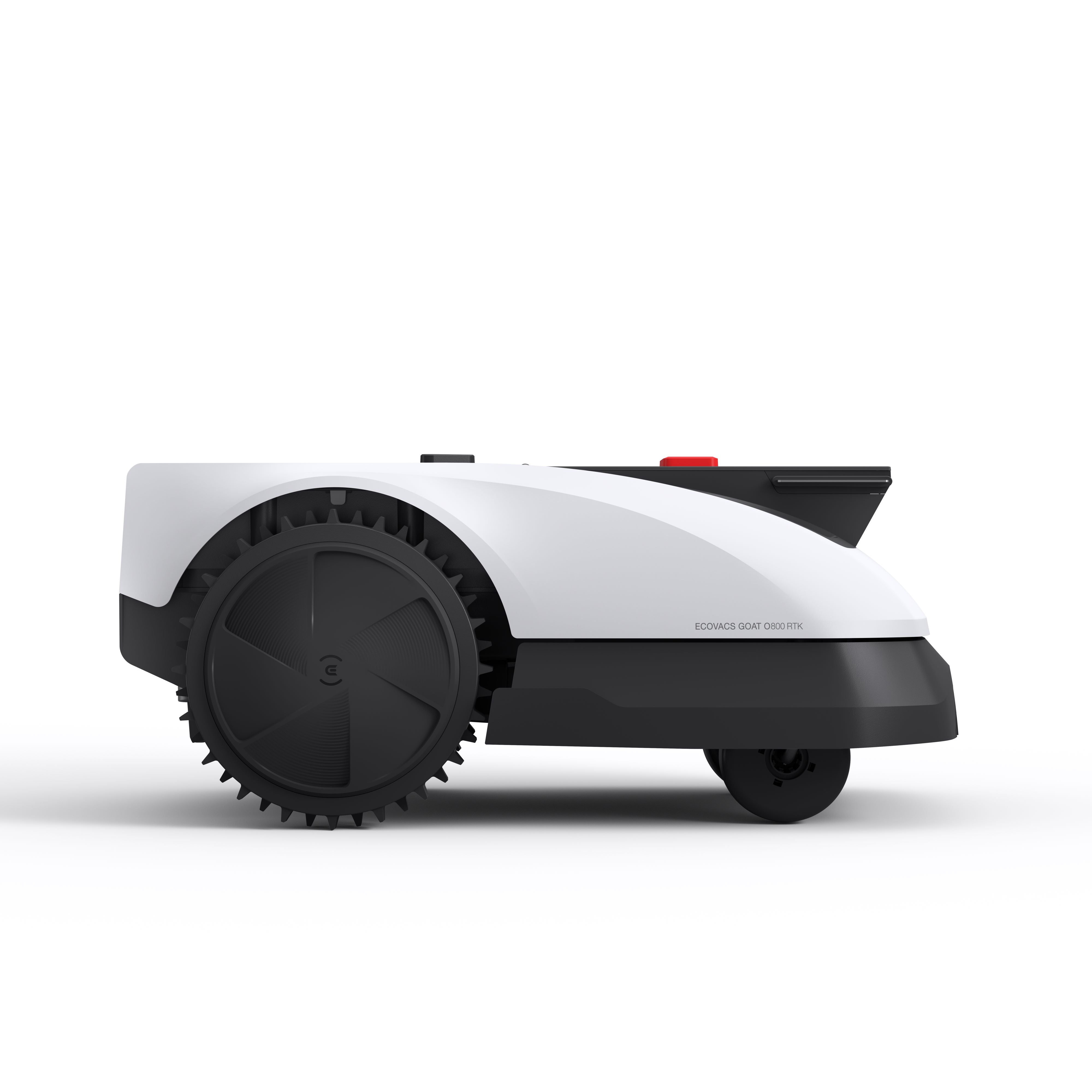 ECOVACS GOAT O800 RTK robotic lawn mower side profile showing slim wire-free body