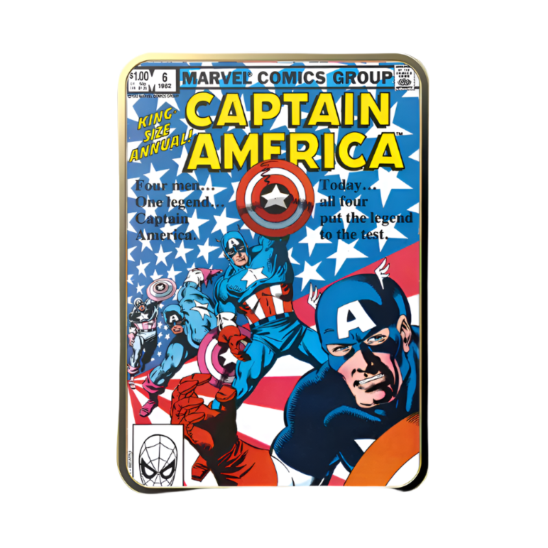 Popsocket Enamel Captain America Comic Book PopGrip for MagSafe, featuring a detailed comic book cover design with Captain America prominently displayed. The PopGrip provides a secure grip and is designed for MagSafe compatibility