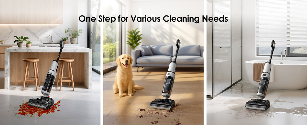 Tineco i5 Stretch cleaning wet and dry messes, pet hair and stubborn stains