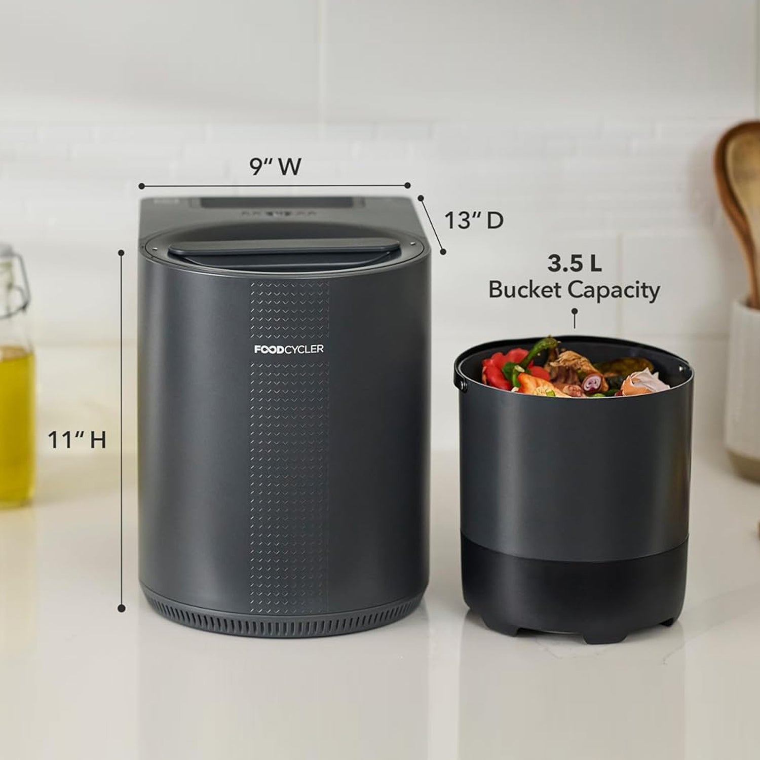 FoodCycler Eco 3 removable bucket and carbon filter