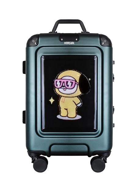 Hookaba Strodder LED Trolley Black – 22″ Cabin-Size 49.7 L Smart Luggage with 96×128-Pixel Removable LED Display