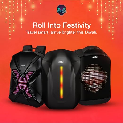 Hookaba Xross Rage LED Backpack 28L (Black) | Motorcycle Riding Bag With Programmable Screen