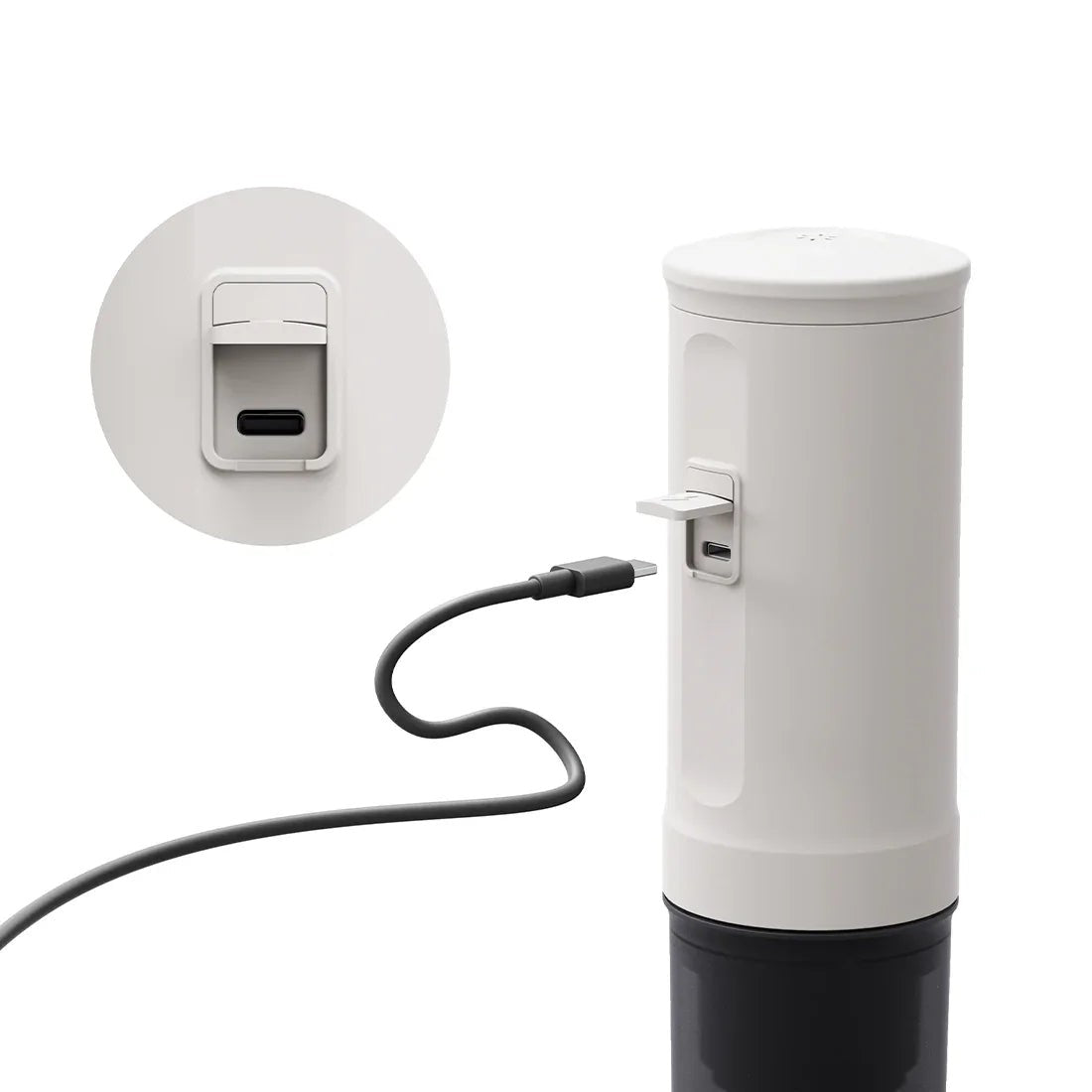 OutIn Nano Pearl White USB-C charging port close-up