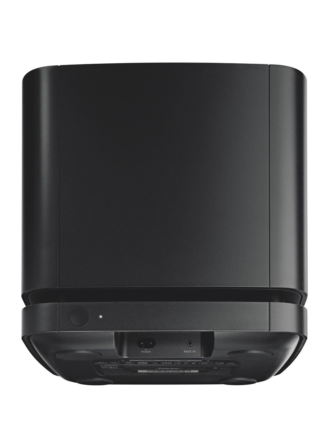 Black cylindrical object on a white background