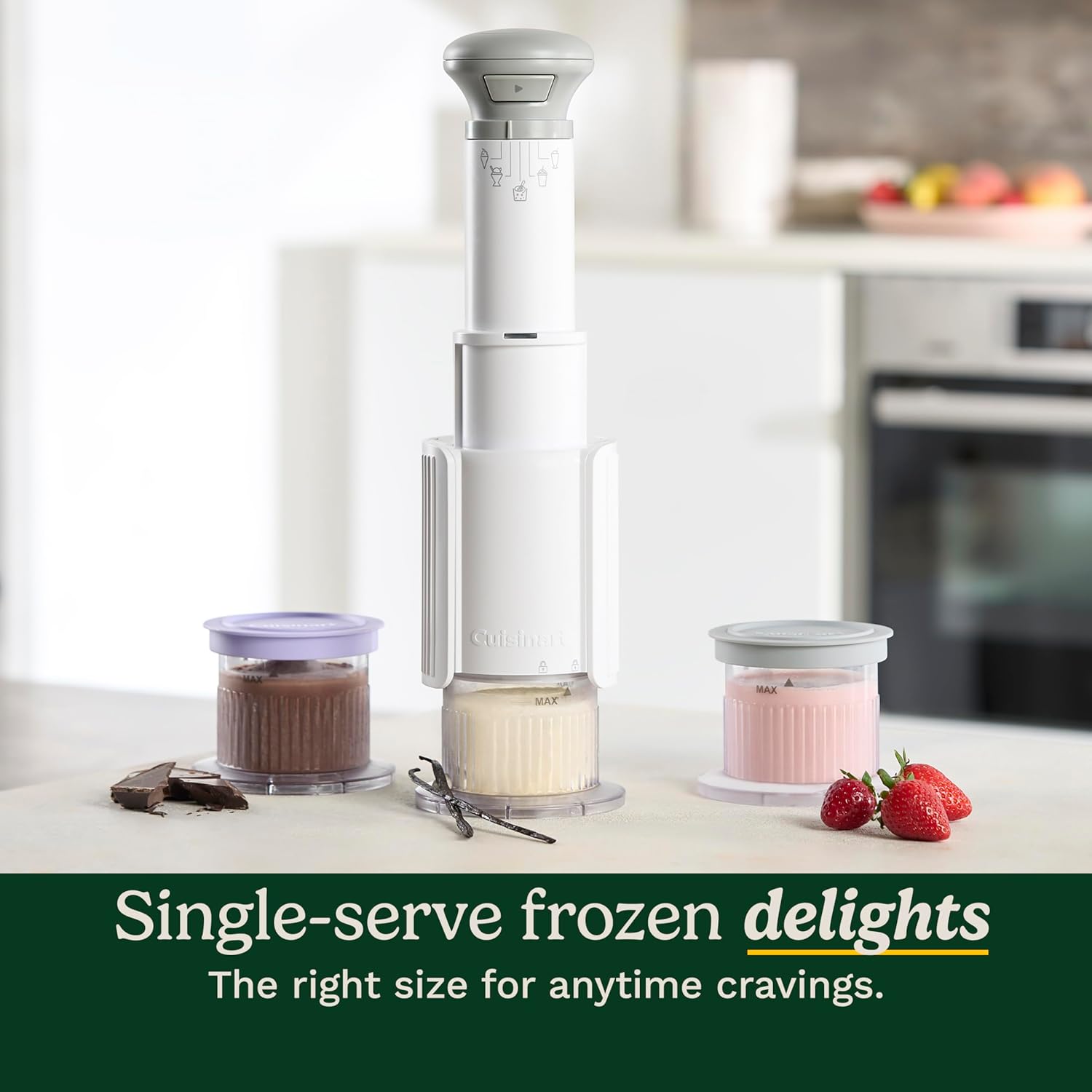 Cuisinart FastFreeze 5-in-1 Ice Cream, Milkshakes, Slushies, Sorbets and Mix-Ins, Freeze Wand, Two 0.5-Pint Mixing Cups with Lids, ICE-FD10