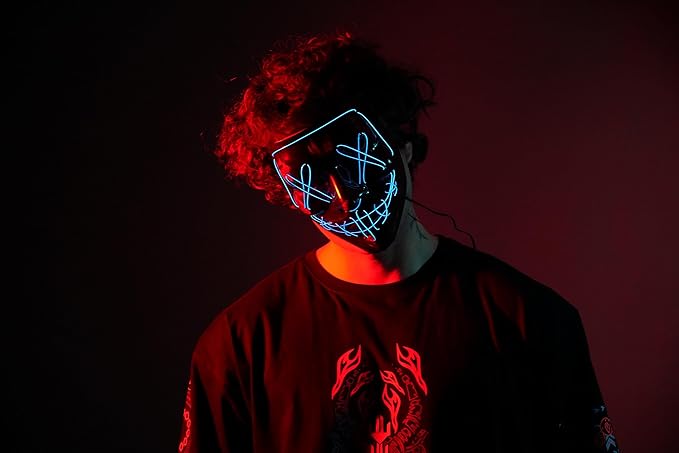 Hookaba Dark Dazzle LED Mask | Light Up Face Mask with Vibrant Neon Color