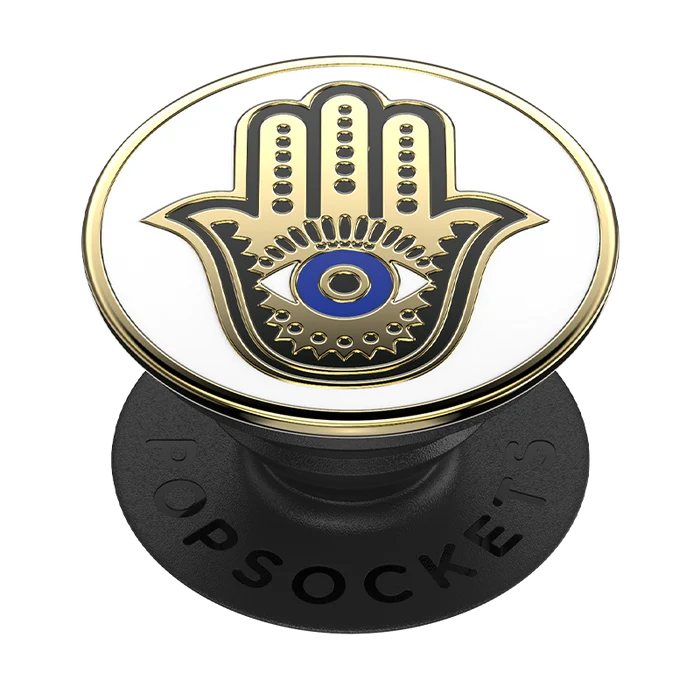 A PopSockets Phone Grip featuring a Hamsa Hand design in polished enamel.