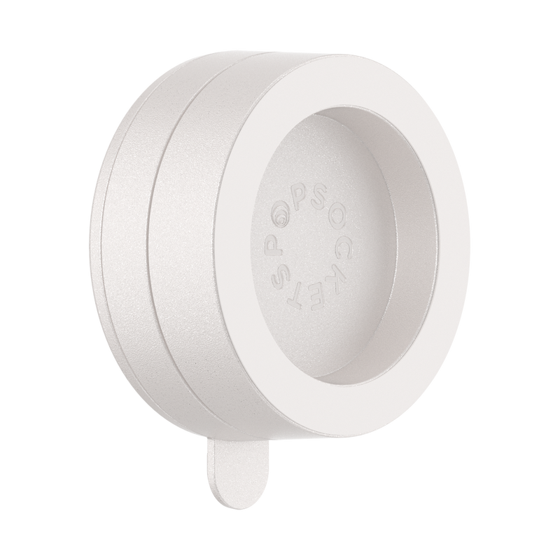 PopSockets Suction Mount for MagSafe in Horchata color. The mount has a circular design with a flat suction surface on one side and a recessed area labeled "POPSOCKETS" on the other side. The Horchata color gives the mount a light beige appearance. The mount is shown from an angle, highlighting its simple and functional design.