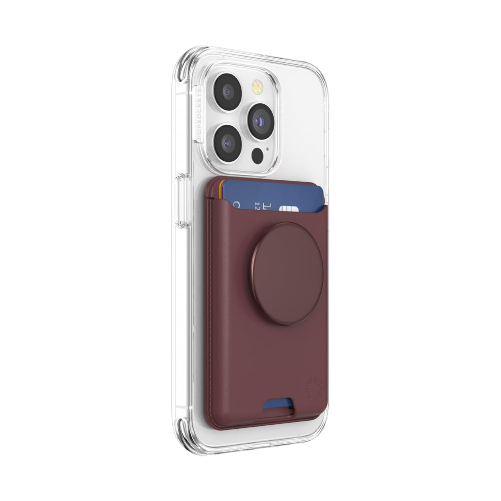 PopSockets Aluminum Oxblood Softgoods PopWallet+ for MagSafe