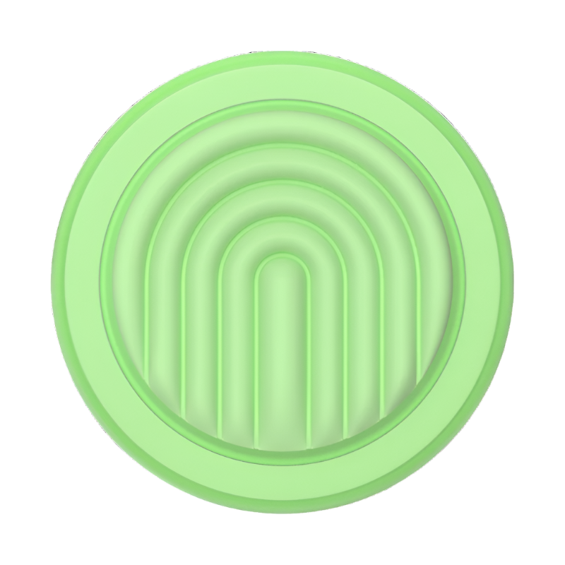  Close-up of the Popsockets Silicone PopGrip MagSafe in Matcha Dew color, showing its circular design with raised, concentric grooves for improved grip