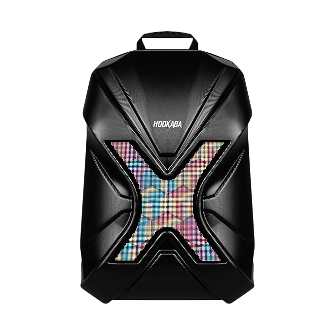 Hookaba Xross Rage LED Backpack 28L (Black) | Motorcycle Riding Bag With Programmable Screen