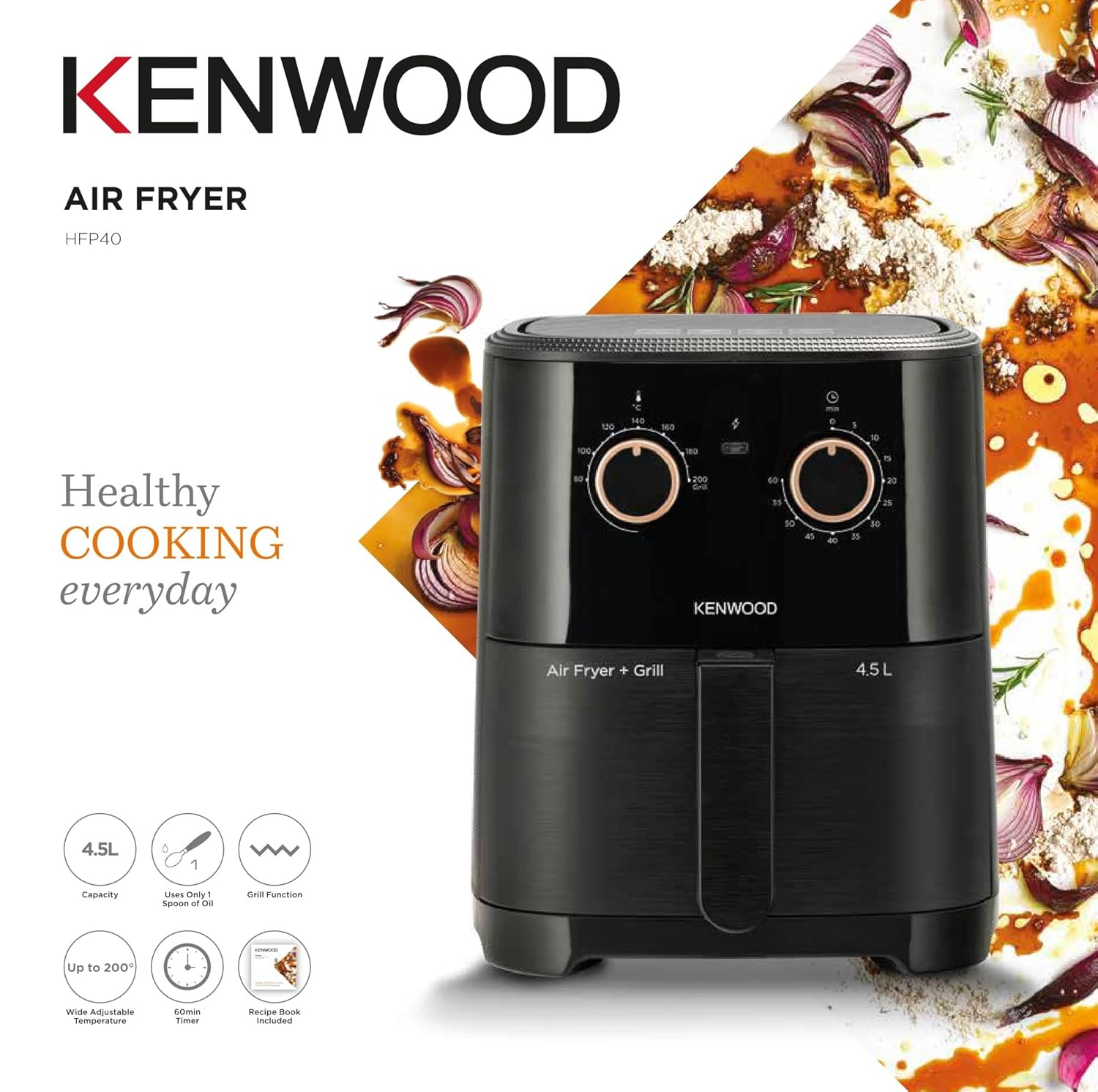 KENWOOD Airfryer + Grill XL 4.5L 1300W Air Fryer