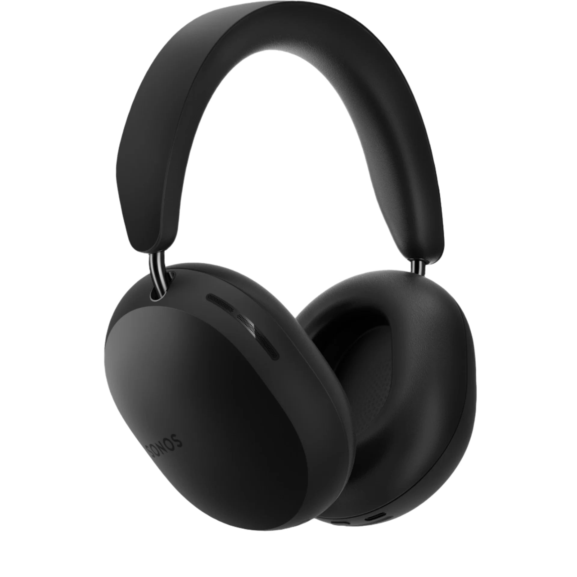 Black Sonos wireless over-ear headphones with cushioned ear cups and adjustable headband, offering a sleek and modern design.