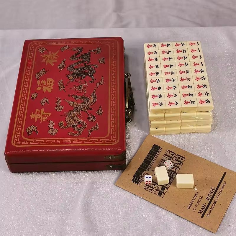 Mahajong Set - 144 White Engraved Standard Size Tiles