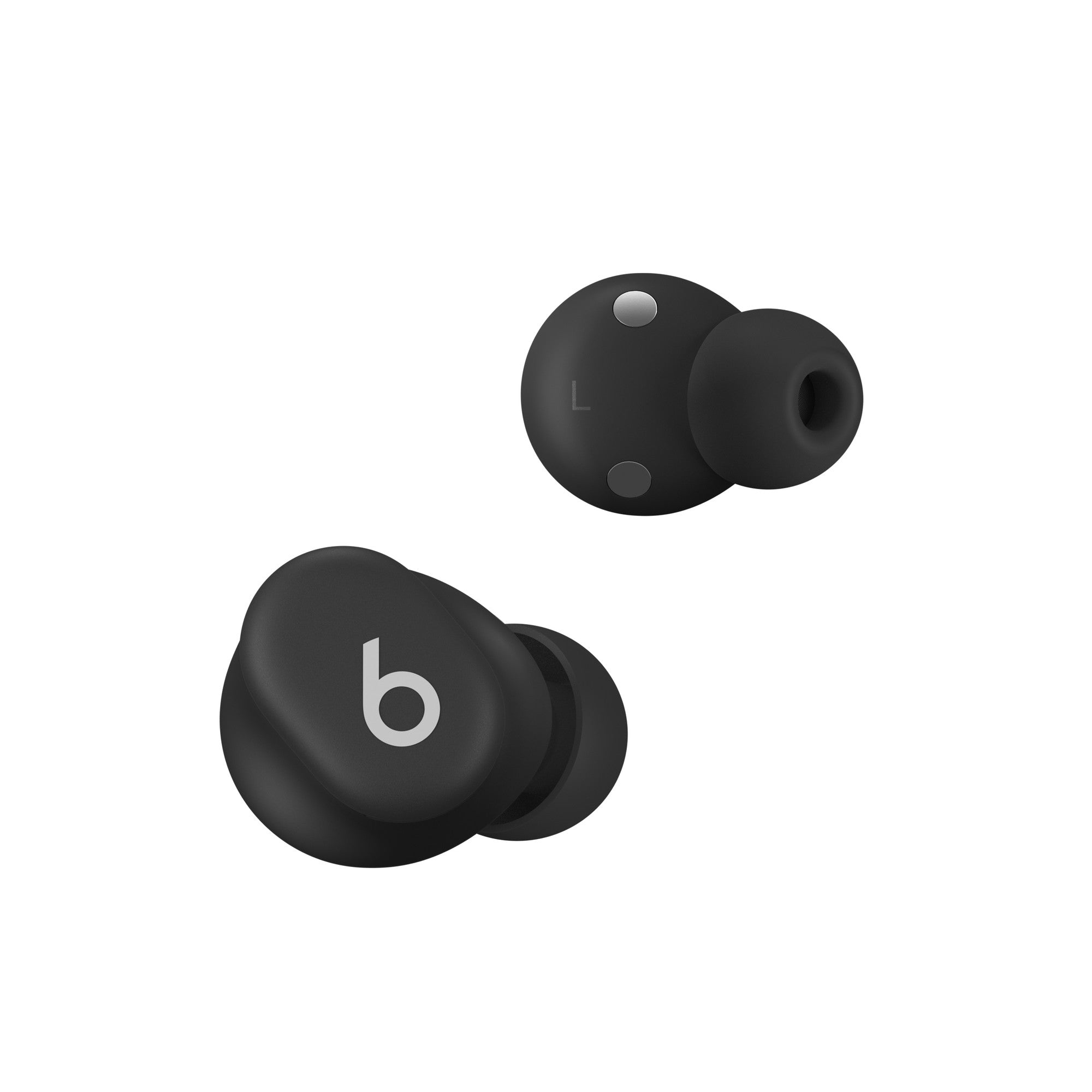 Wireless noise-canceling earbuds with ergonomic design and black matte finish.