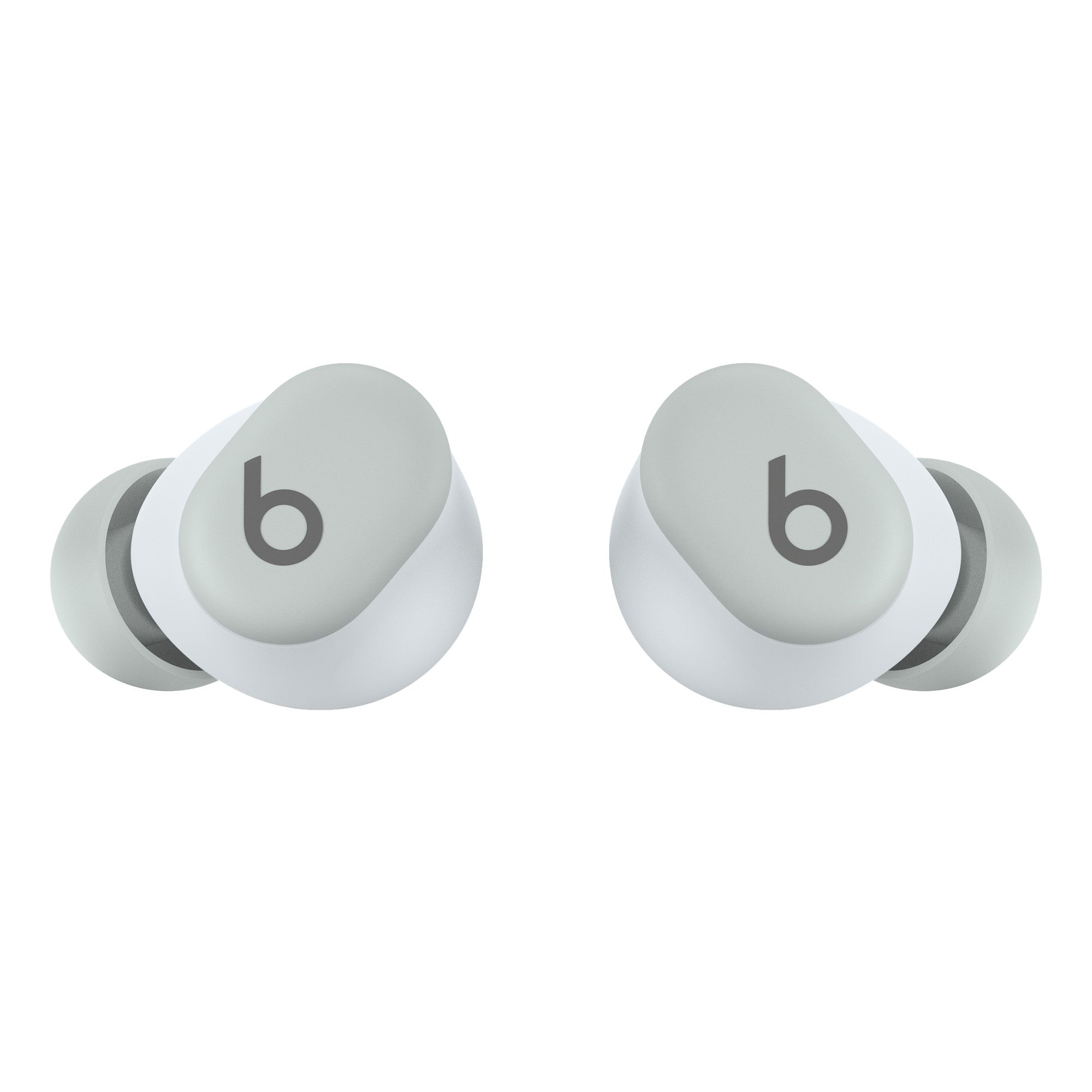 Wireless noise-canceling earbuds with ergonomic design and sleek white matte finish.