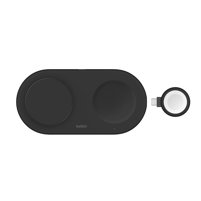 Belkin 3-in-1 wireless charging pad with detachable USB-C Apple Watch charger, designed for efficient charging of iPhone, AirPods, and Apple Watch.