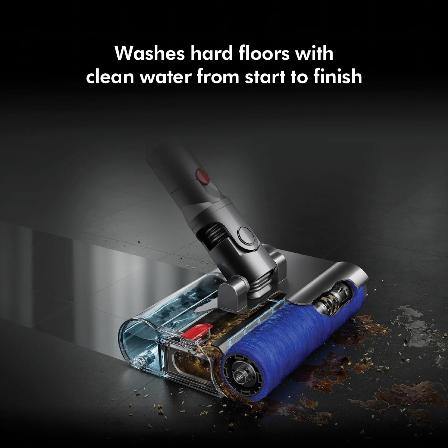 Hard floor cleaner with advanced water filtration system, ensuring a spotless clean with fresh water throughout the cleaning process.