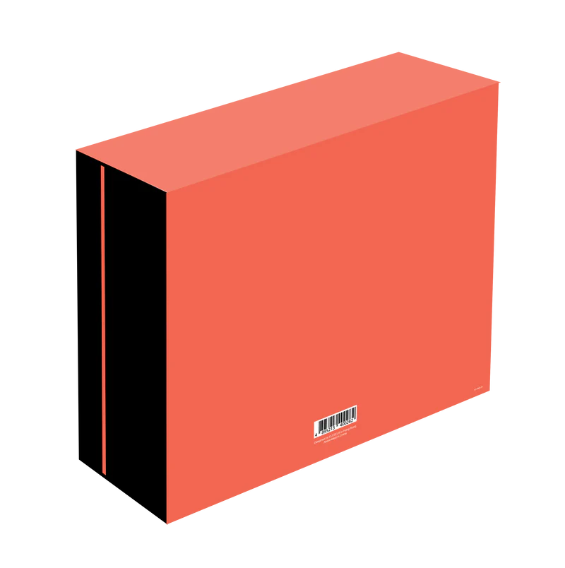 A minimalist orange product packaging box with clean edges and a barcode on the lower back. The plain design emphasizes a sleek and modern aesthetic, with no visible branding or additional details on the displayed side.