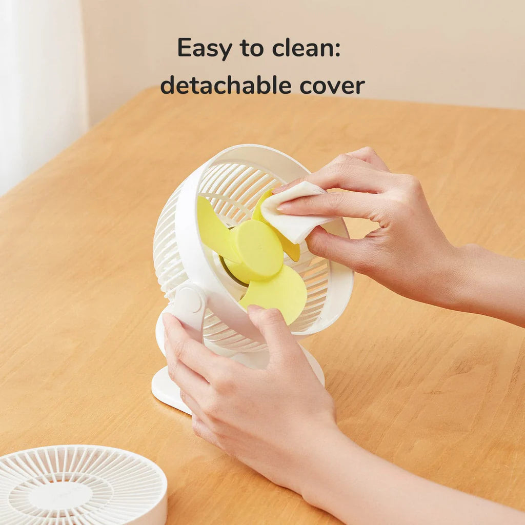 Easy-to-clean portable fan with detachable cover.