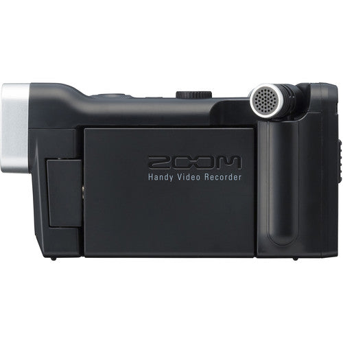 Zoom Q4n Handy Video Recorder with a left-side view displaying the microphone and "Handy Video Recorder" label.