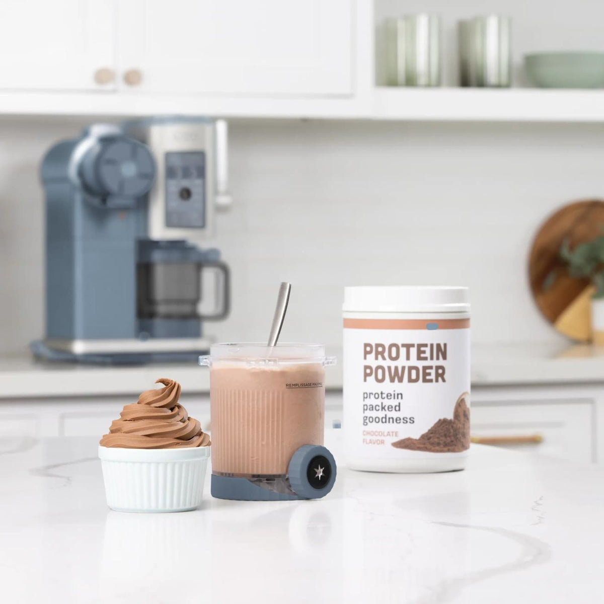 Ninja CREAMi Scoop & Swirl NC702EU CreamiFit high-protein chocolate soft serve with protein powder