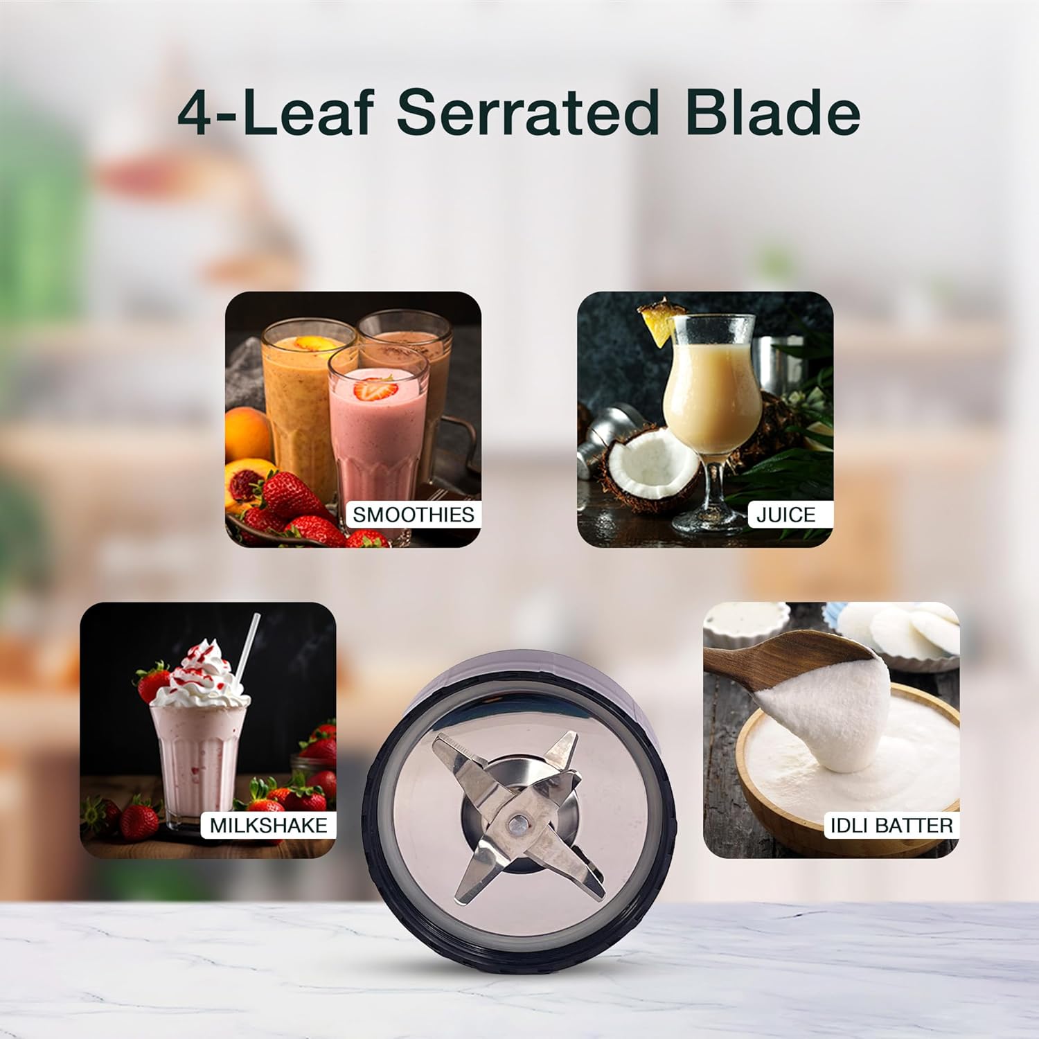 The serrated four-leaf design ensures faster and more efficient blending, making it a versatile addition to your kitchen.