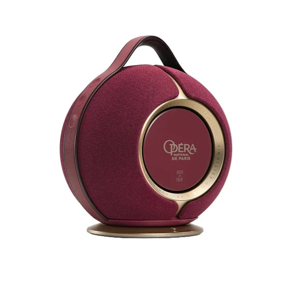 Maroon and gold speaker with 'Opéra de Paris' branding on a white background