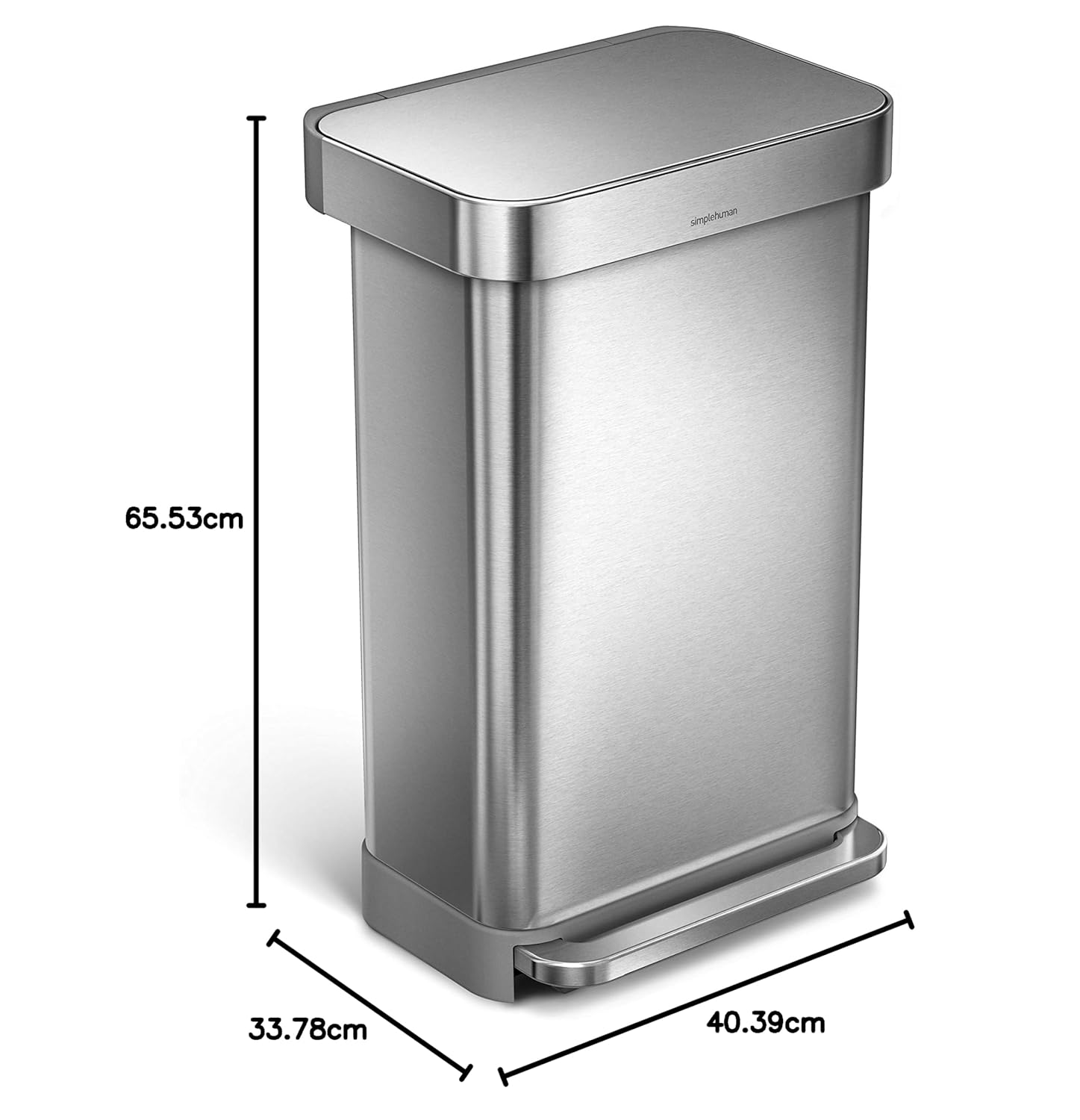 Simplehuman 45L Rectangular Step Can With Liner Pocket