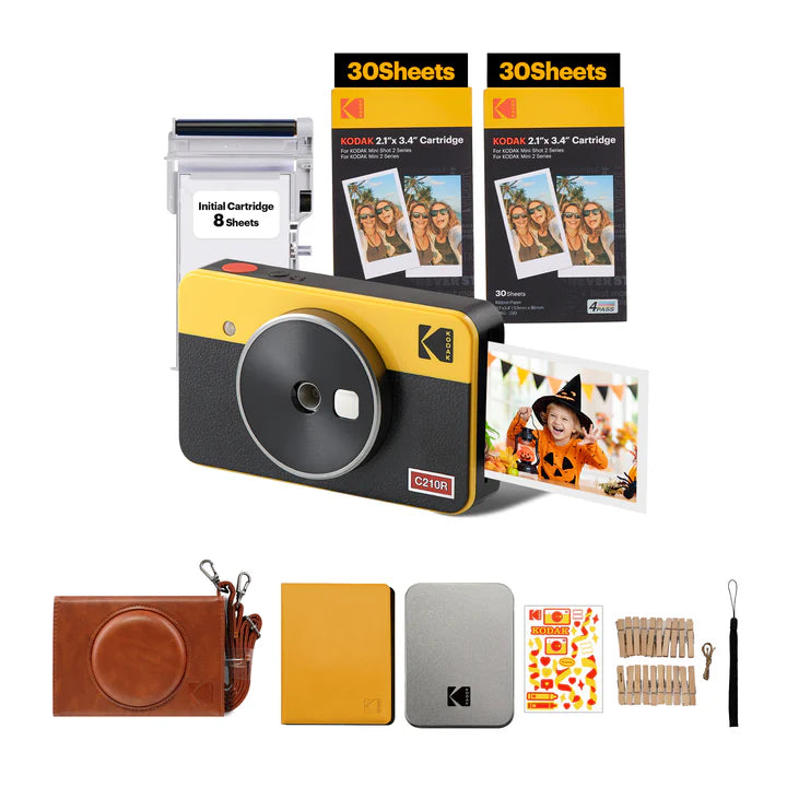 KODAK Mini Shot 2 Retro 4PASS 2-in-1 Instant Camera and Photo Printer (2.1x3.4 inches) + 68 Sheets Gift Bundle