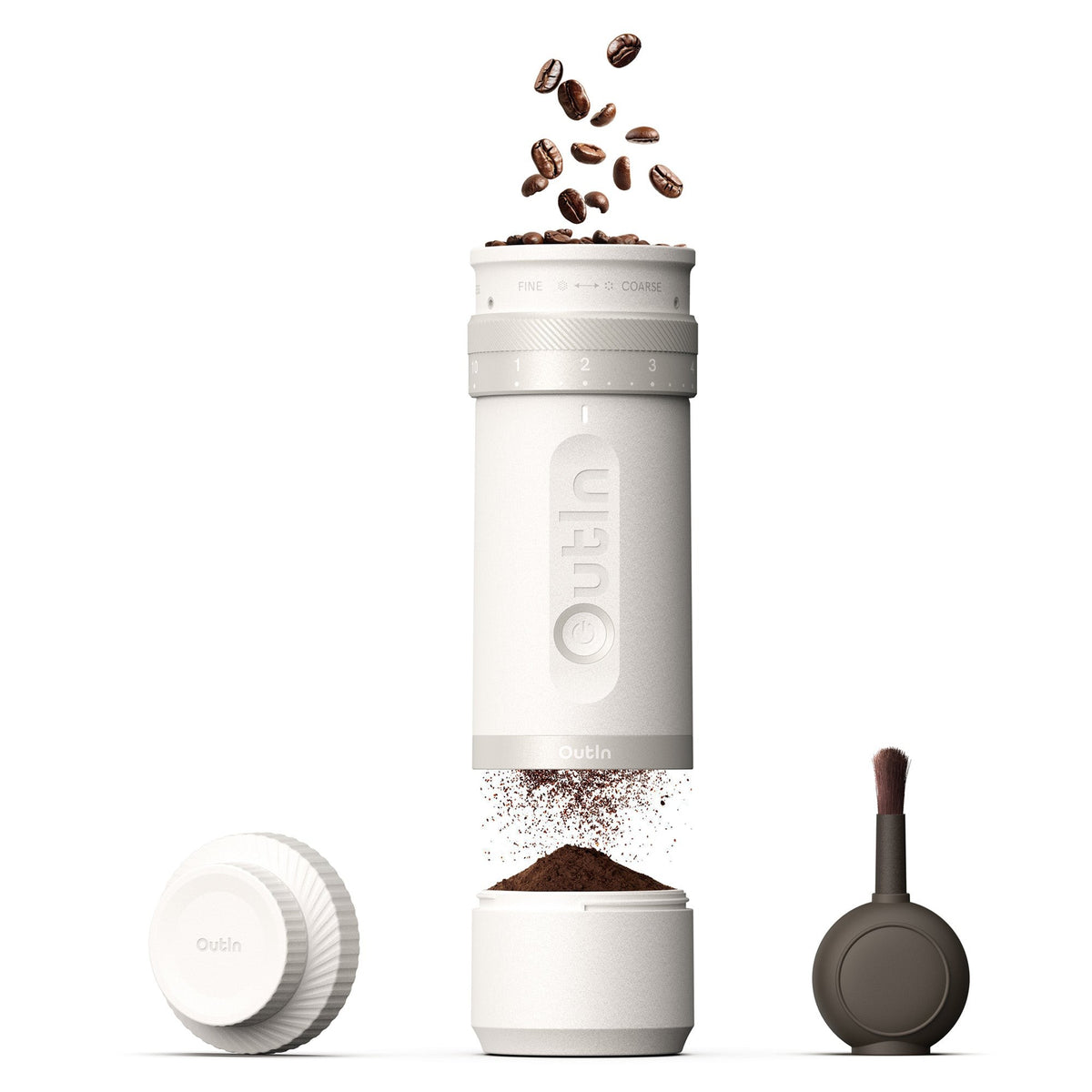 OutIn Fino Sandstone White portable electric coffee grinder