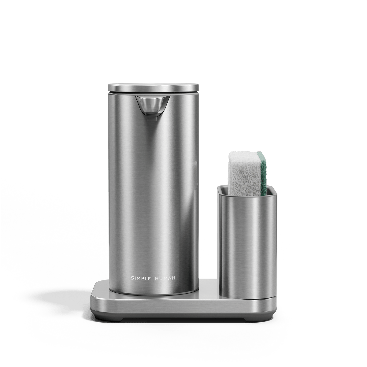 Simplehuman 9 oz sensor pump with sponge caddy in brushed stainless steel