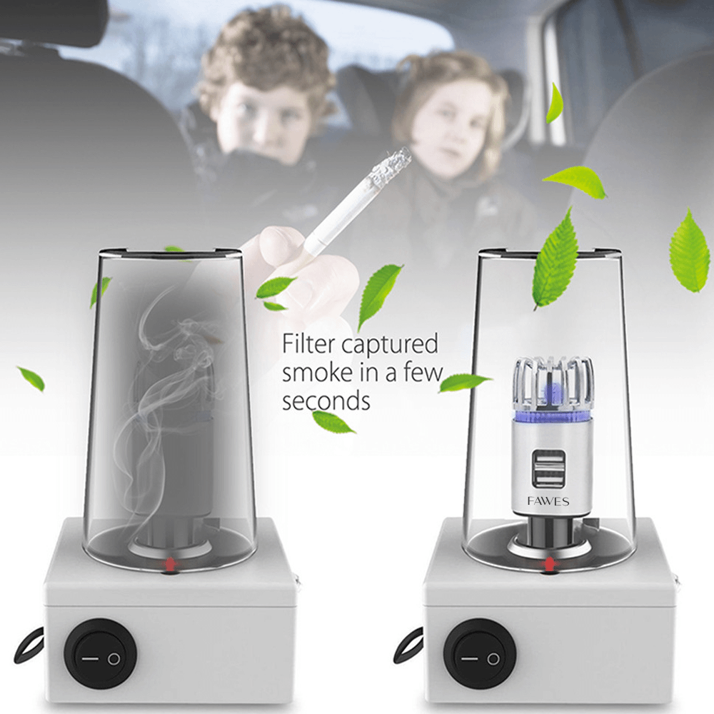 Fawes Car Air Purifier with Dual USB Charger