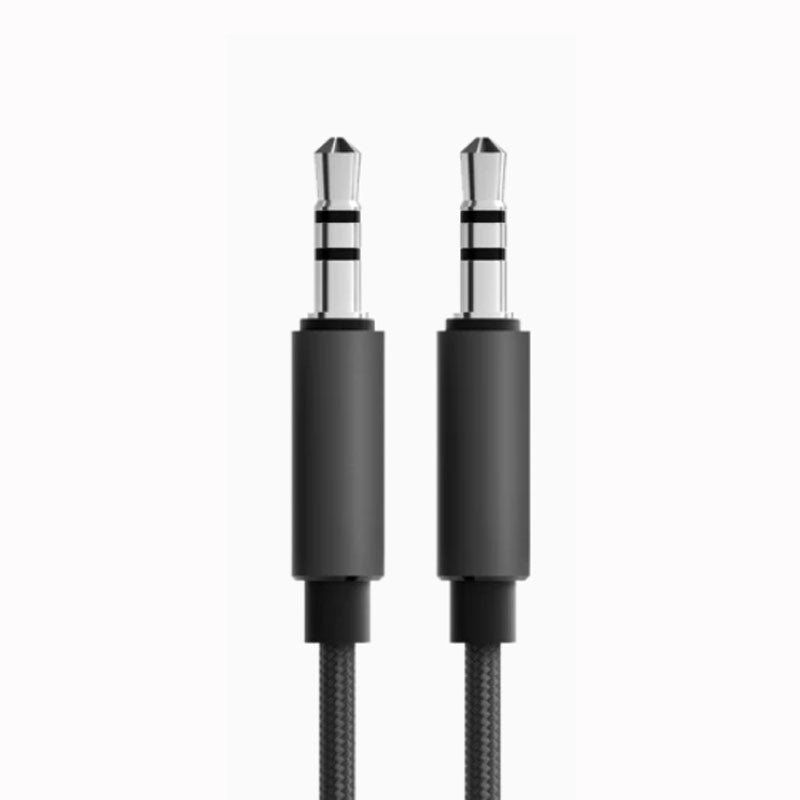 B&O 3.5mm audio cable in black, designed for high-quality audio transmission with durable braided cord.